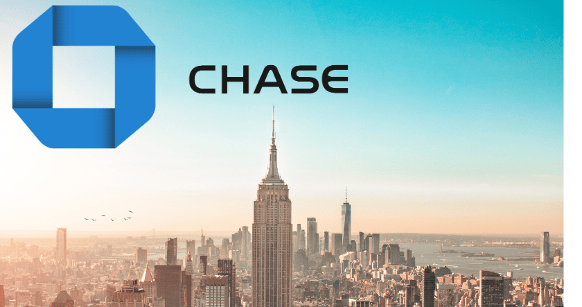Chase logo above a skyline view of New York City with the Empire State Building in the center under a blue sky.