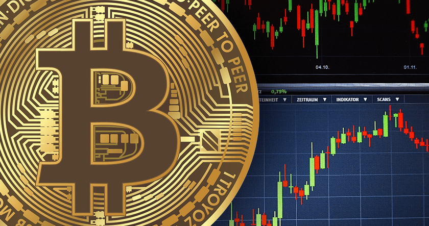 Bitcoin and chart in background