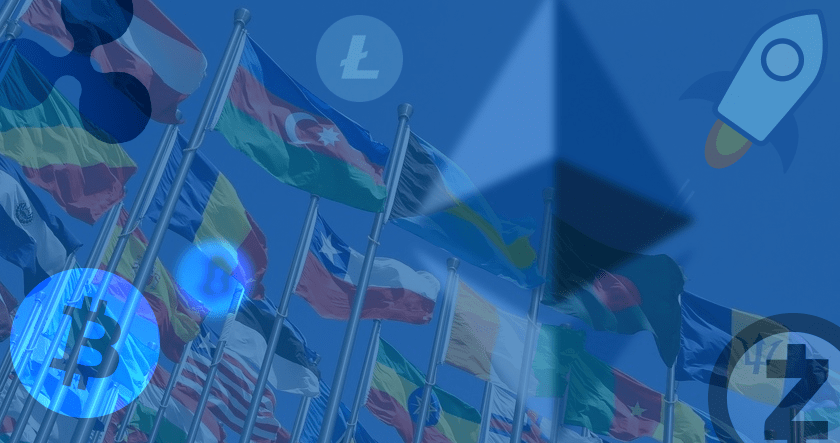 Cryptocurrency and world flags