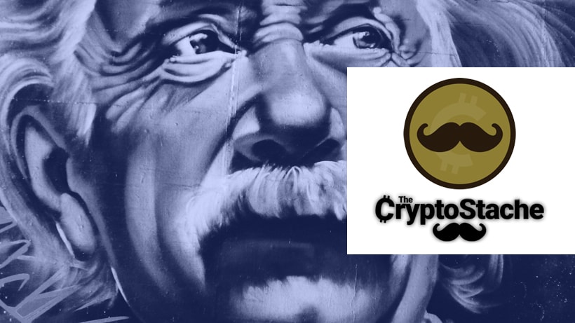 Einstein with CryptoStache logo