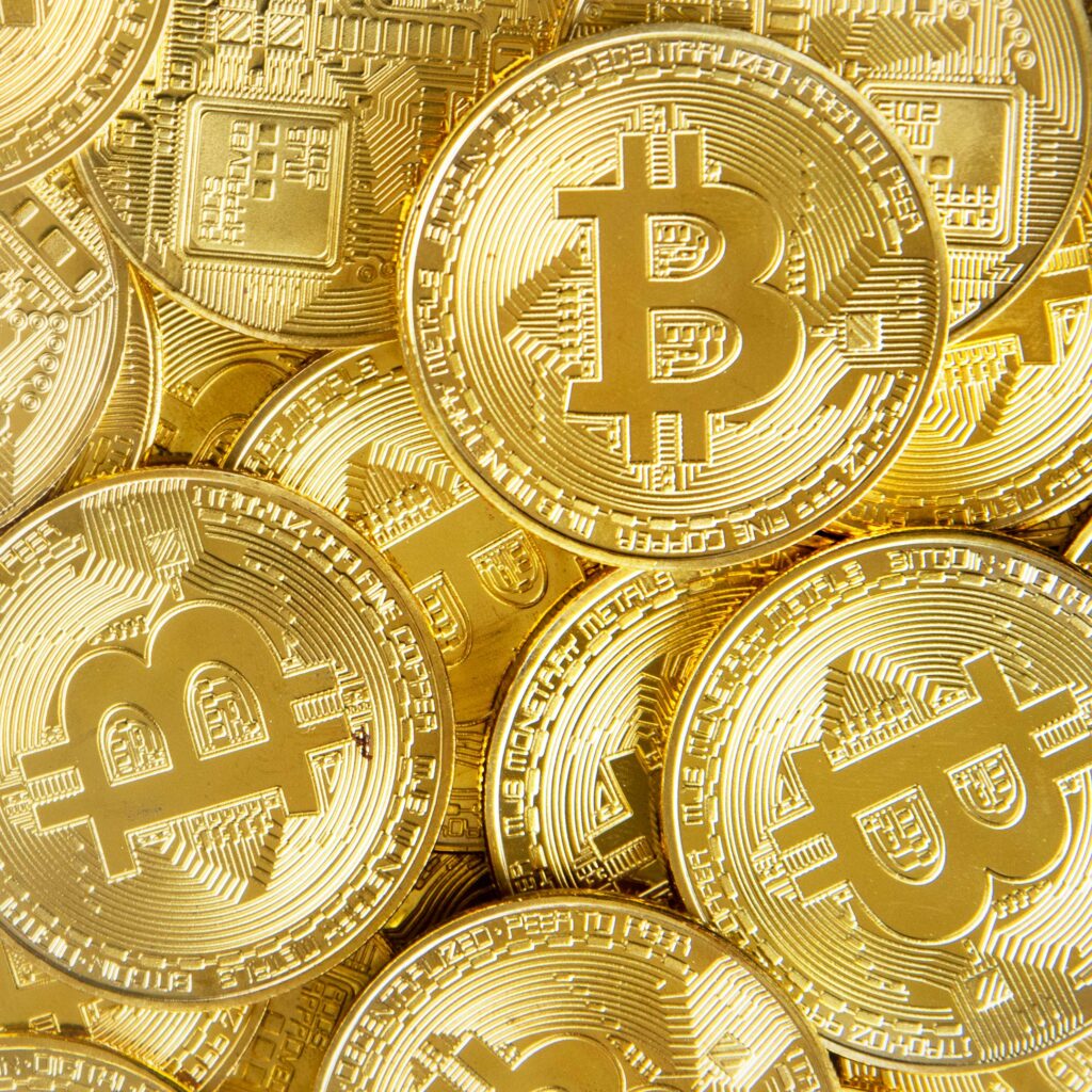 pile of gold bitcoins