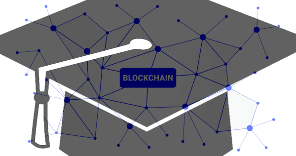 A graduation cap with a network diagram overlay and the word 