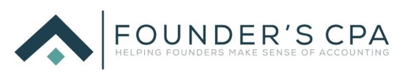 Logo for Founders CPA featuring a stylized geometric design on the left, followed by the text FOUNDERS CPA and the tagline HELPING FOUNDERS MAKE SENSE OF ACCOUNTING in smaller letters.