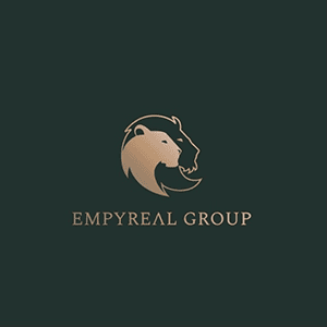 Logo featuring a stylized gold lion head on a dark green background, with the text EMPYREAL GROUP in elegant gold lettering beneath the lion graphic.