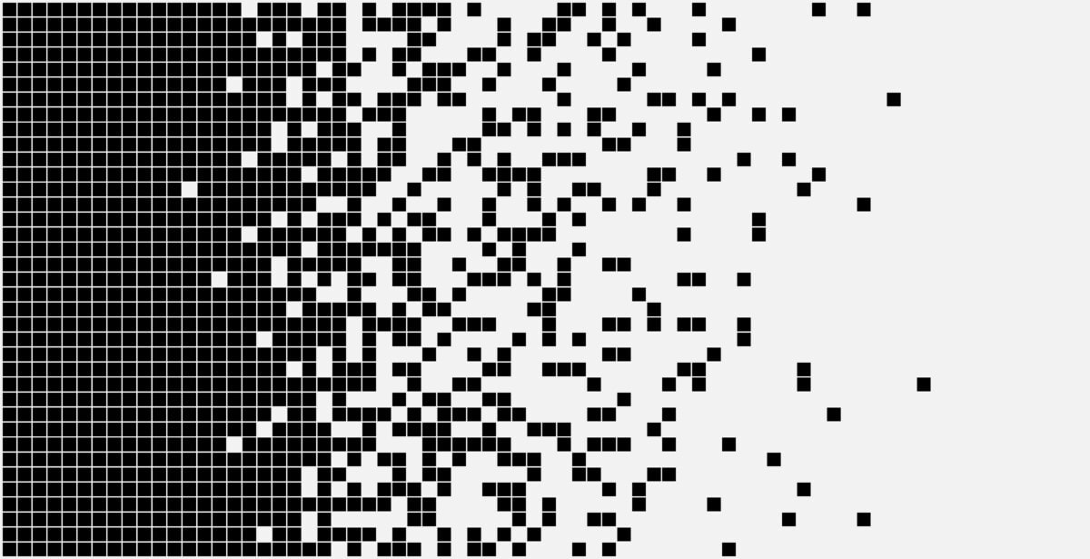 Dissolved filled square dotted vector icon with disintegration effect.