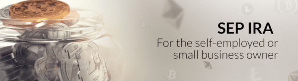 A glass jar filled with coins and a bitcoin, with the text 